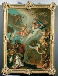Le pape Grégoire Ier et saint Vitalis intercèdent auprès de la Vierge pour les âmes du purgatoire (peinture sur toile)