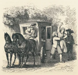 Enlèvement de Lucy, épisode des Fiancés, par Alessandro Manzoni, illustration de Francesco Gonin pour l