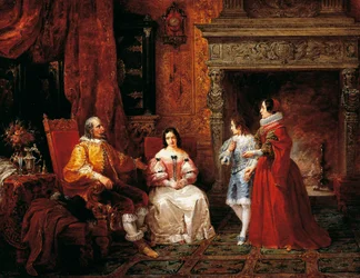 Prince racontant au jeune prince et à sa mère la décision de Gertrude de devenir nonne, épisode des Fiancés d