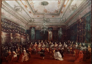 Concert de gala au Casino dei Filodrammatici à Venise. Peinture de Francesco Guardi