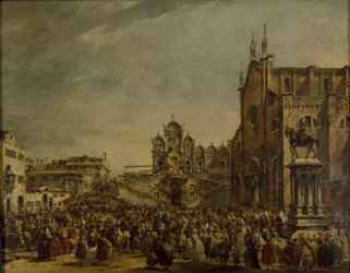 Le pape Pie VI bénissant la foule au Campo SS Giovanni e Paolo, Venise