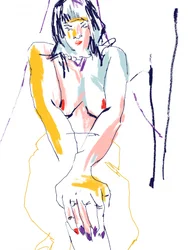 Portrait de nu coloré