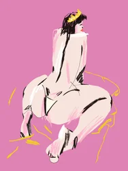 Nu féminin vu de dos, rose