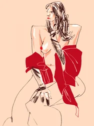 Fille avec des gants beiges
