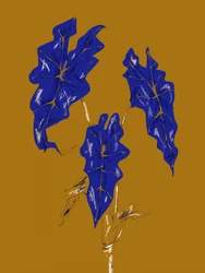 Feuilles bleues dorées