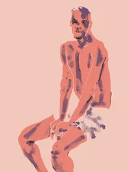 Figure masculine assise