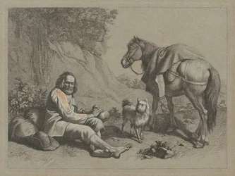Vieil homme assis sur le point de boire d