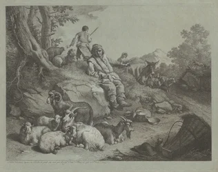 Berger assis devant un troupeau de chèvres, après 1766