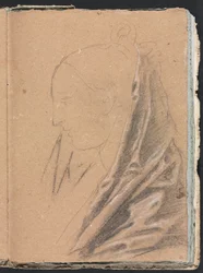 Carnet de croquis de Vérone : Tête féminine avec draperie (page 81)