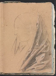 Carnet de croquis de Vérone: Tête féminine avec draperie page 81, 1760