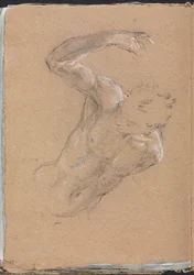Carnet de croquis de Vérone : Nu masculin avec bras droit levé (page 32)