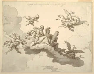 Design pour un plafond peint : Triomphe de la douceur et de la force