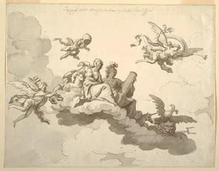 Dessin, projet de plafond peint : Triomphe de la douceur et de la force, vers 1780