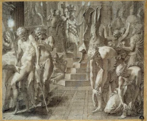La mascarade de Persépolis. Dessin de Francesco Primaticcio dit Le Primatice (1504-1570)