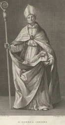 Saint André Corsini vêtu en évêque de Fiesole, tenant une crosse et regardant, vers 1780-1841