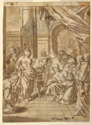Dessin, Le Christ et la femme adultère, 1750-60