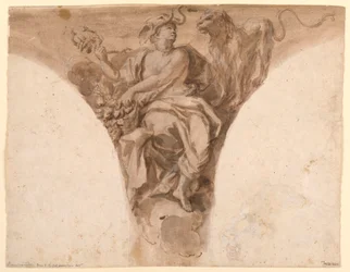 Dessin, Afrique, Projet de pendentif dans le vestibule baptismal de Saint-Pierre, Rome, 1713-26