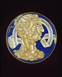 Plat avec une tête composite de pénis, c.1536