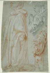 Trois études pour le Christ ressuscité adoré par une sainte femme et San Silvestro Gozzalini