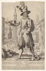 Giovanni Alto Johann Alten, Ioannes Altus debout sur la colline du Quirinal à Rome, avec hi..., 1613
