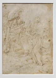 Jeune homme dans un paysage rocheux