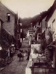Clovelly, The New Inn et rue, 1870s