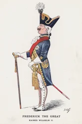 Frédéric le Grand, Kaiser Wilhelm II (lithographie en couleur)