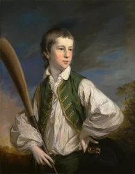Charles Collyer enfant, avec une batte de cricket