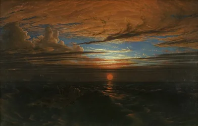 Coucher de soleil en mer après une tempête