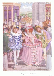 Païens et puritains (lithographie couleur)
