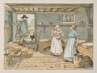 Le laitier, tiré de Four and Twenty Toilers, pub. 1900 (lithographie couleur)