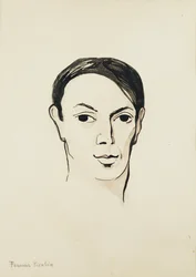 Portrait de Pablo Picasso ; Portrait de Pablo Picasso, vers 1902-1905 (aquarelle, pinceau, encre noire et crayon sur papier)