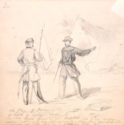 Drapeau de trêve, vers 1860