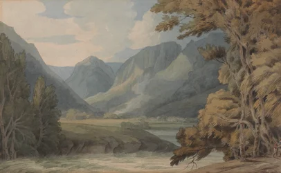 Vue de Borrowdale sur Eagle Crag et Rosthwaite