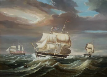 Frégates Blackwall dans une brise fraîche