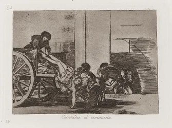 Carretadas au cimetière, planche 64 de Los desastres de la guerra