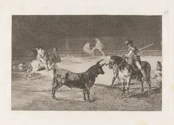Le Célèbre Picador, Fernando del Toro, Attire la Bête Féroce avec sa Pique, Planche 27 de La tauromachie