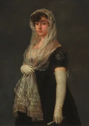 Jeune femme portant une mantille et une basquine