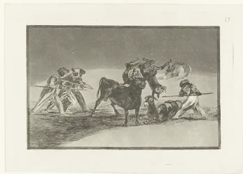 Maures et ânes en combat avec un taureau