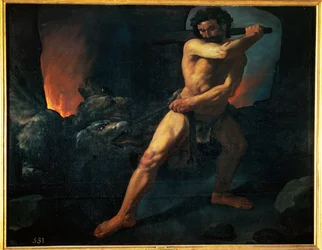 Hercule et Cerbère (peinture sur toile)
