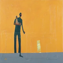 Père et enfant (technique mixte sur toile)