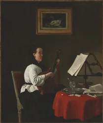 Jeune femme avec une mandoline, portrait de Louison Köhler