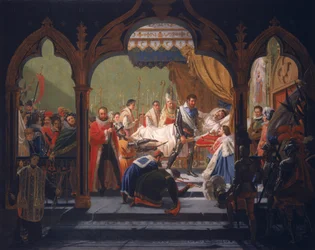 Henri IV (1553-1610) recevant les attributs de la monarchie du mourant Henri III (1551-1589) 1814