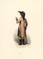 Homme en manteau couleur noisette avec monocle