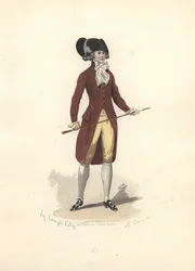 Homme au grand bicorne noir, époque de Marie-Antoinette.
