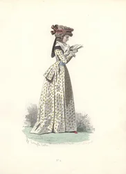 Femme lisant un livre, époque de Marie-Antoinette.