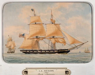Le Brig Merope, par François Roux (1811-1882), aquarelle, France