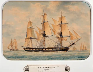 La corvette Fauvette, par François Roux (1811-1882)