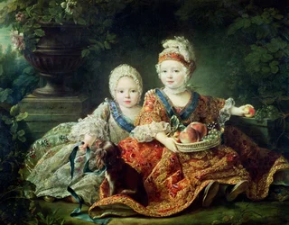 Louis de France (1754-93) duc de Berry et Louis de France (1755-1824) comte de Provence, futurs rois Louis XVI et Louis XVIII de France, 1757