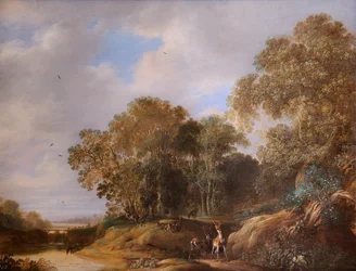 Paysage avec des cerfs